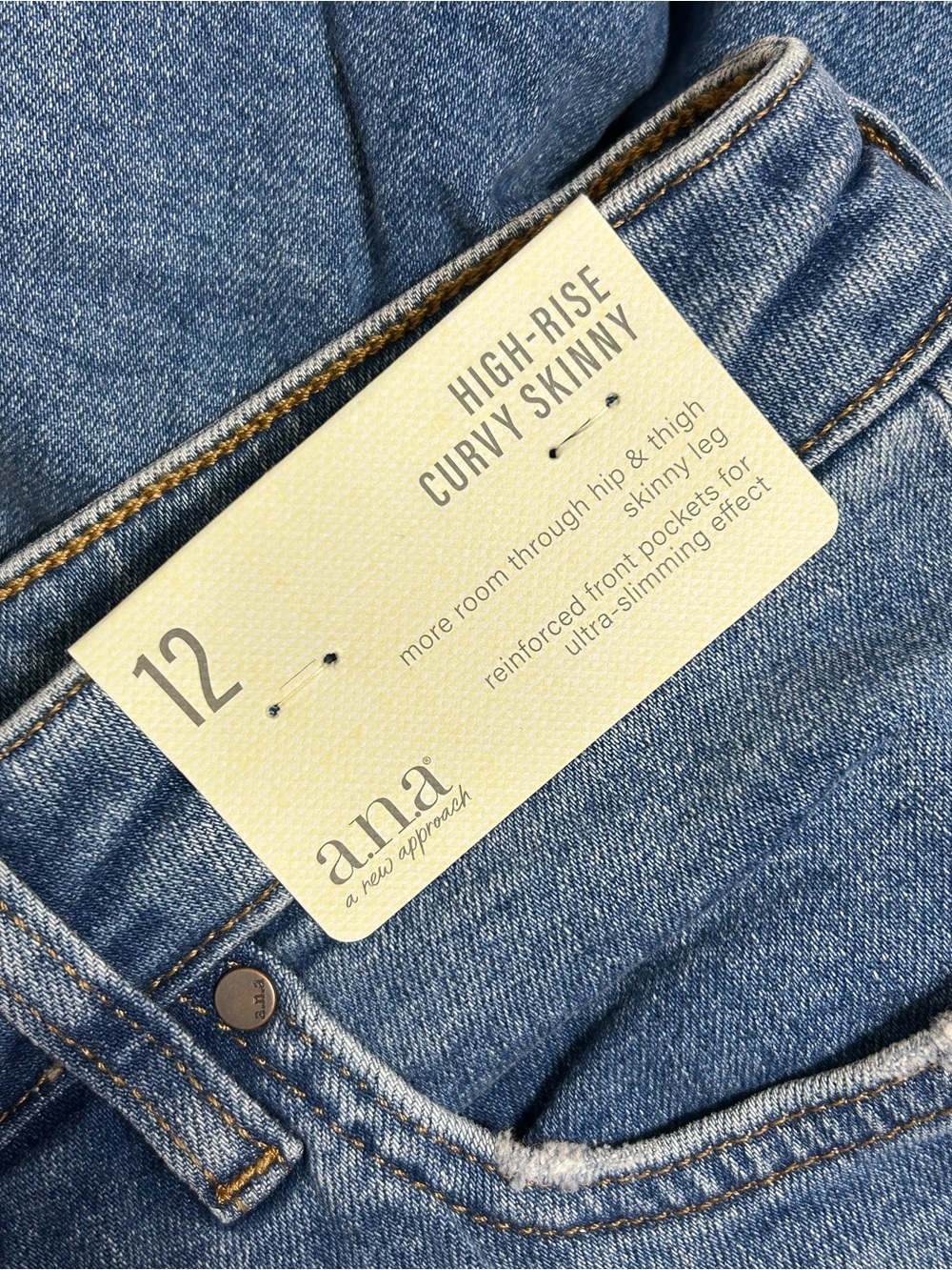 New! A.N.A High Rise Curvy Skinny Jeans Womens Size 12 - Picture 5 of 8
